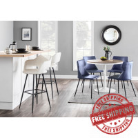 Lumisource DT-DKTA WBN Dakota Industrial Dining Table in White Metal and Brown Wood-Pressed Grain Bamboo